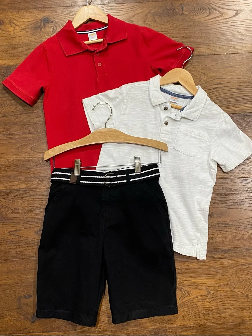 Gymboree Boys Black Wrinkle-Resistant Belted Chino Uniform Shorts Size 7